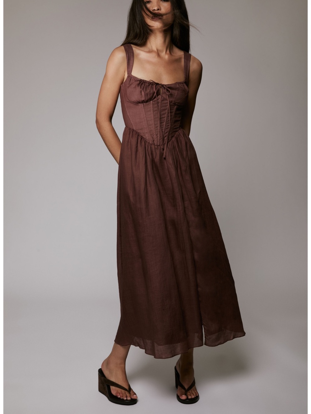 Bardot x REVOLVE Esra Midi Dress in Chocolate Brown